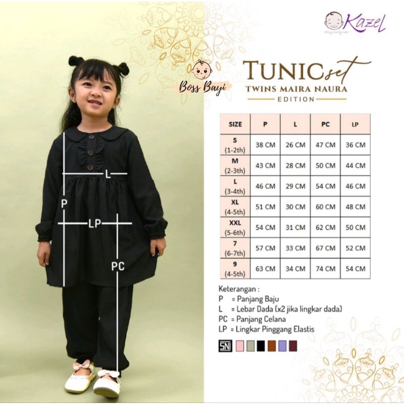 KAZEL X ZEBE - TUNIC SET  Twins Maira Naura Set / Setelan Tunik Anak Perempuan