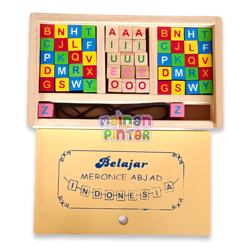 Meronce Abjad Dengan Tutup Mainan Edukasi Anak