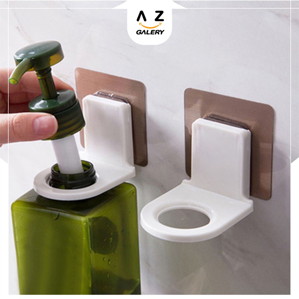 RAK HOLDER BOTOL SHAMPO MODEL GANTUNG DENGAN PEREKAT UNTUK KAMAR MANDI Azgalery COD RT-121-RHB