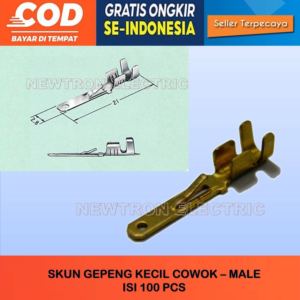 ISI 100 PCS SKUN GEPENG KECIL MALE SKUN MALE SKUN GEPENG UNTUK SOKET KECIL SKUN GEPENG KECIL MALE