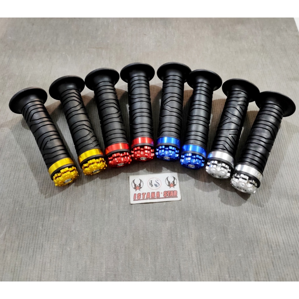 Handgrip Grip Karet Empuk + Jalu Stang CNC Ring Bisa Untuk Semua Motor Universal