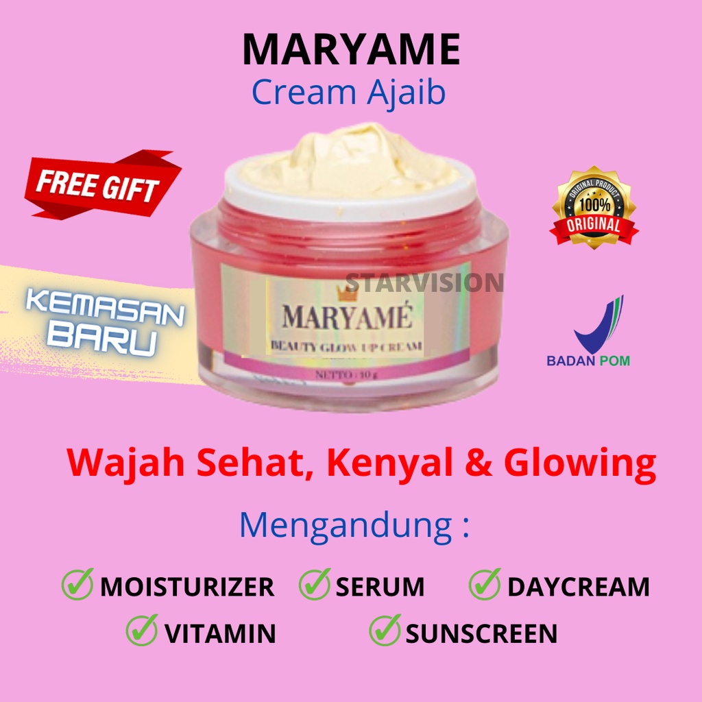 Cream Ajaib Maryame Beauty Glow Up Cream Skincare Crem Krim Sanscrenn Pemutih Anti Aging Wajah Glowi