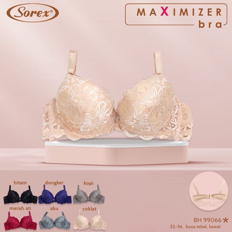 Push Up Bra Brukat Sorex 99066  32-36 Cup A-B Pakai Kawat/Bra Double Busa Sorex 99066 Renda Halus/Br