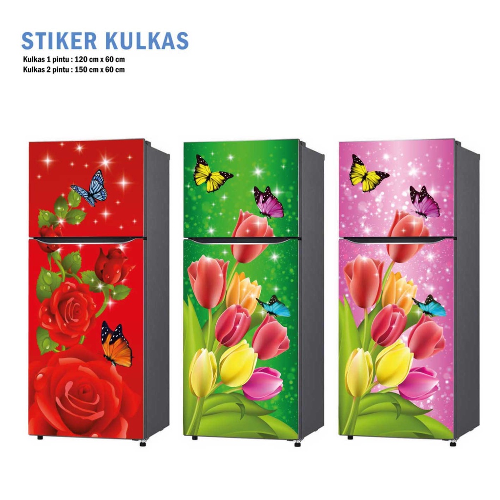 Sticker Kulkas 1 Pintu / Sticker Kulkas 2 Pintu / Wall Sticker / Stiker Kulkas Mawar Tulip