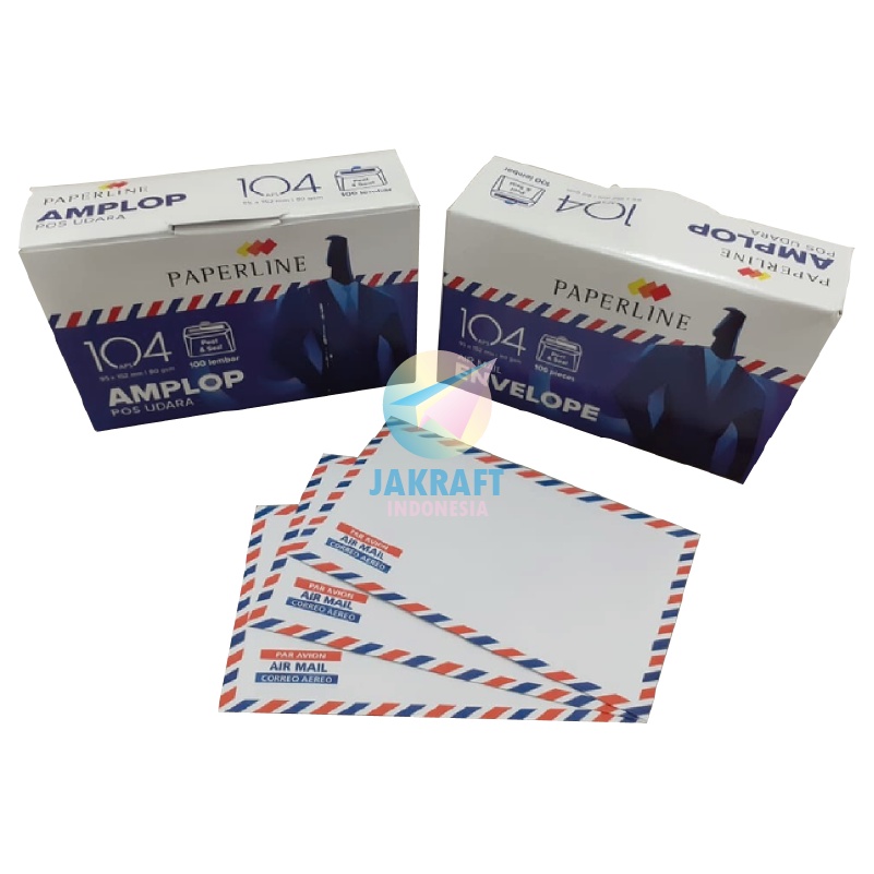 

(100 Pcs) Amplop Putih Airmail PAPERLINE 104 APS Ukuran Sedang 95 x 152 mm Tebal 80 Gsm