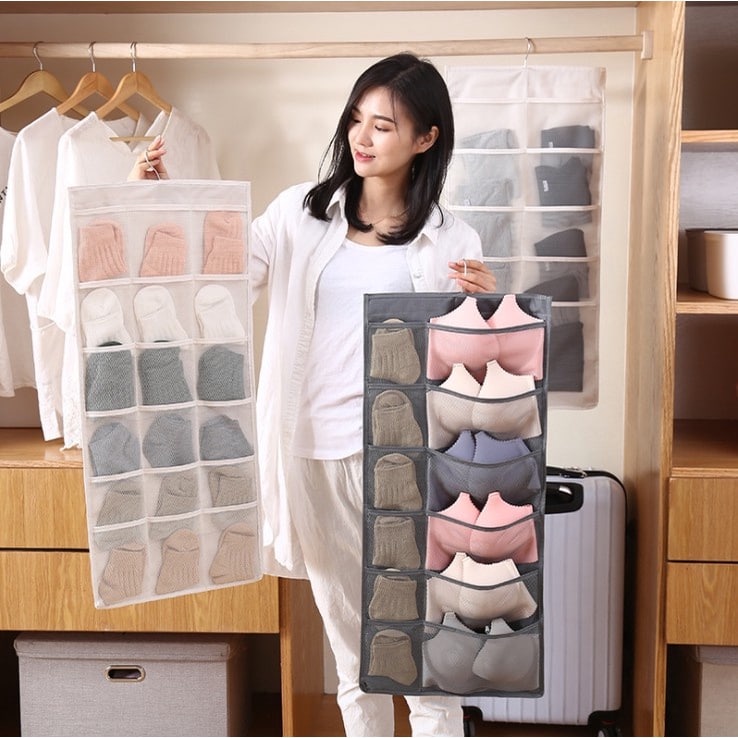 Underwear Pouch Organizer/ Rak gantungan Bra dan Celana Dalam 2Sisi/ Gantungan Pakaian Dalam Serbaguna