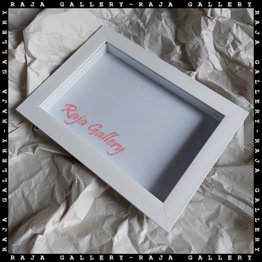 Frame / Bingkai Foto - 3D / Scrapbook / Mahar - A4 (21x30cm) Minimalis - Putih, Box 2.5cm