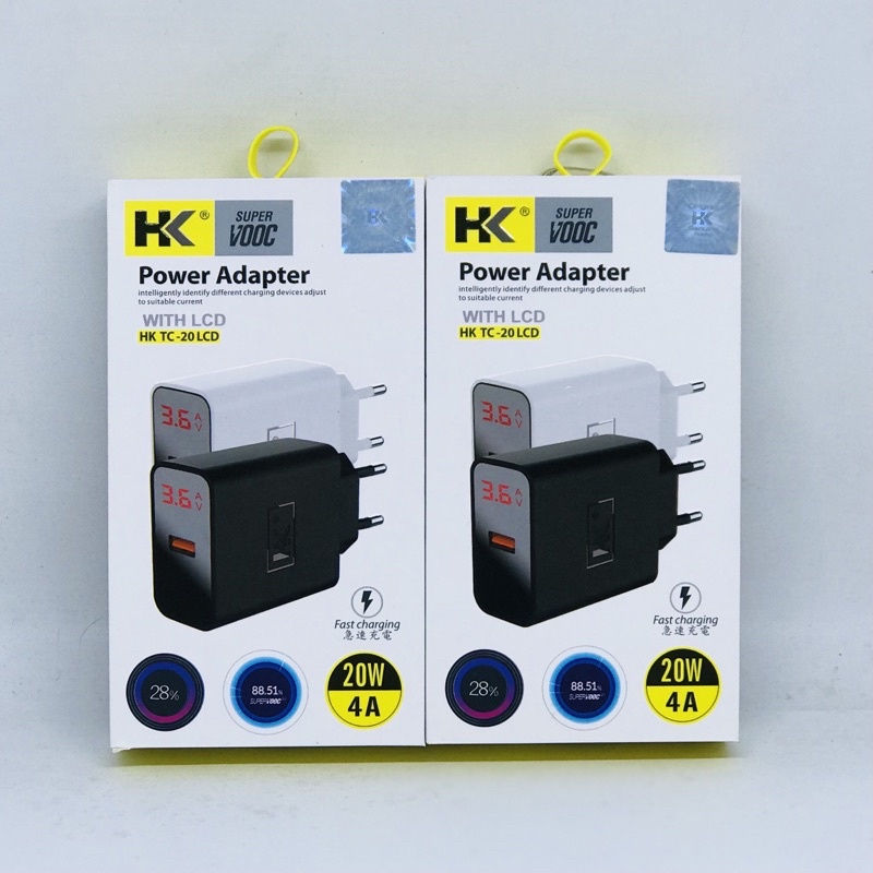 Charger HK TC-20 LCD Super VOOC 20W Fast Charging + Kabel Micro Charger Fast Charging Adaptor + Kabe