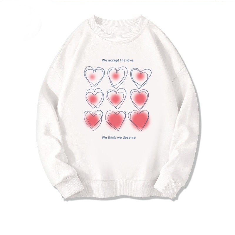 Sweater Heart kaos oversize baju korean style wanita/atasan kaos wanita lengan panjang