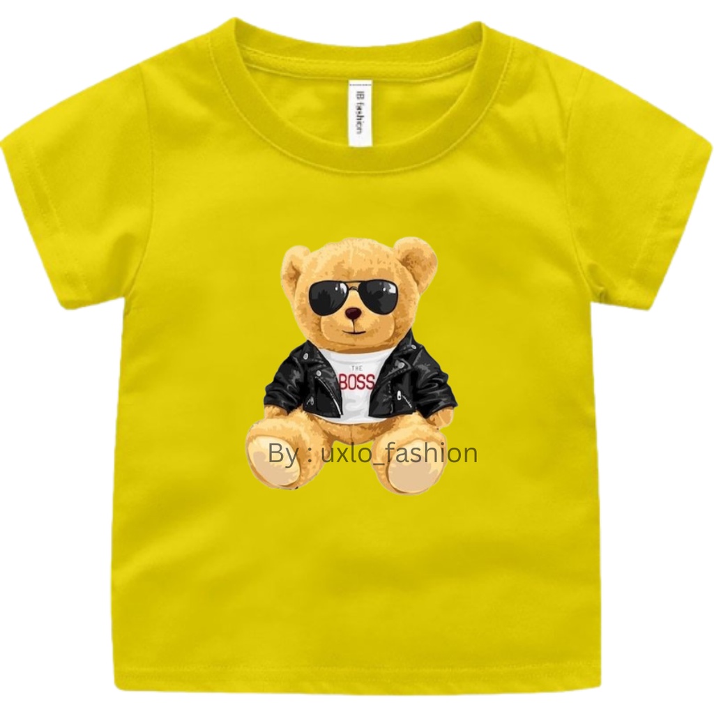 Baju Kaos Tshirt Murah Anak Cewe Dan Cowo Unisex Umur 2-9 Tahun Motif Bear Boss Imut UXlo Fashion