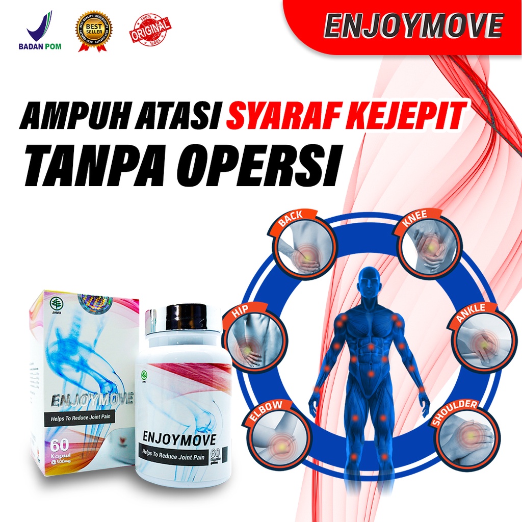 

ENJOYMOVE HERBAL OBAT SYARAF KEJEPIT ASAM URAT ORIGINAL BPOM KAPSUL UNTUK NYERI PUNGGUNG NYERI SENDI