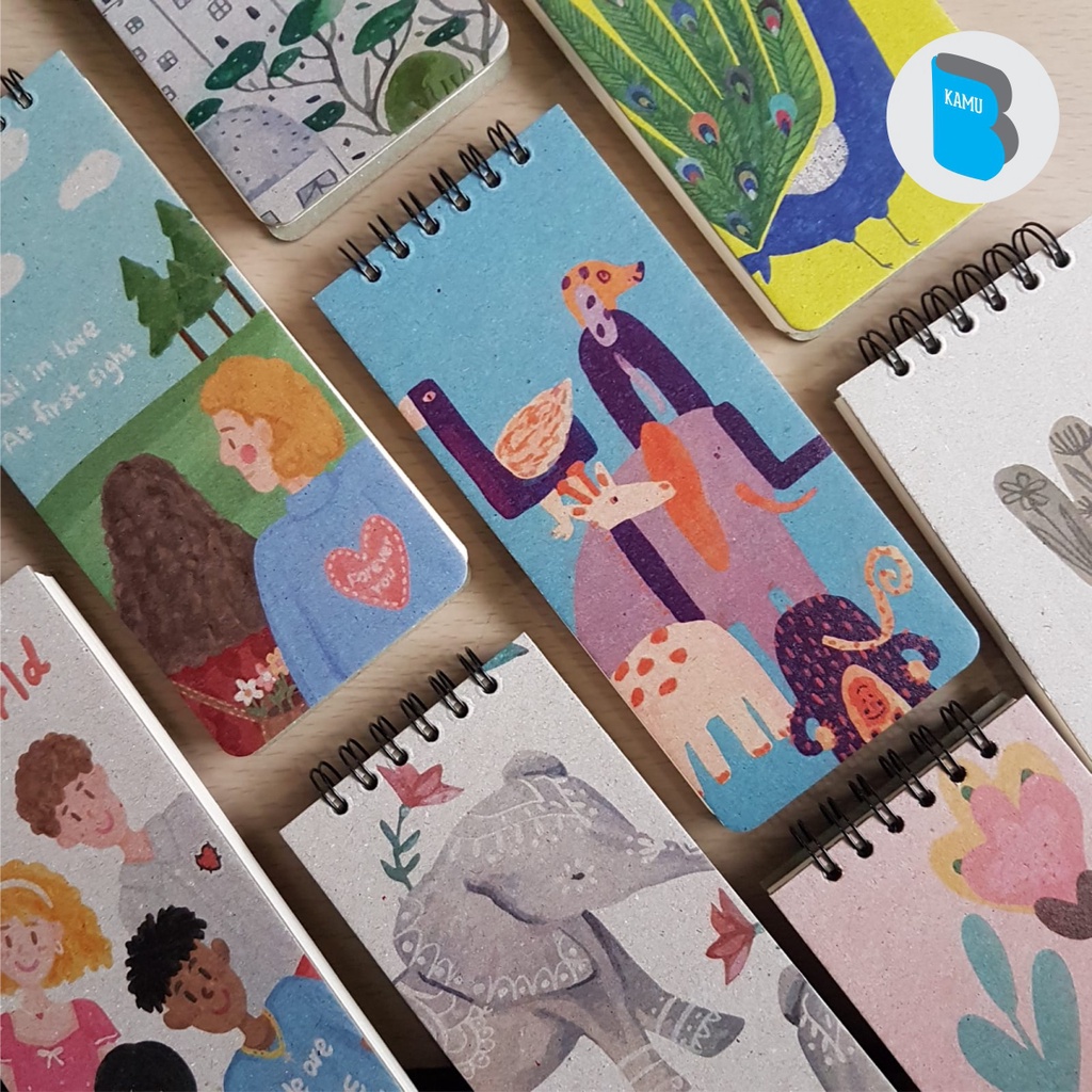 

[57gsm] LONG NOTEBOOK - Spiral Hardcover Notebook - 7x16 cm - blank line dot