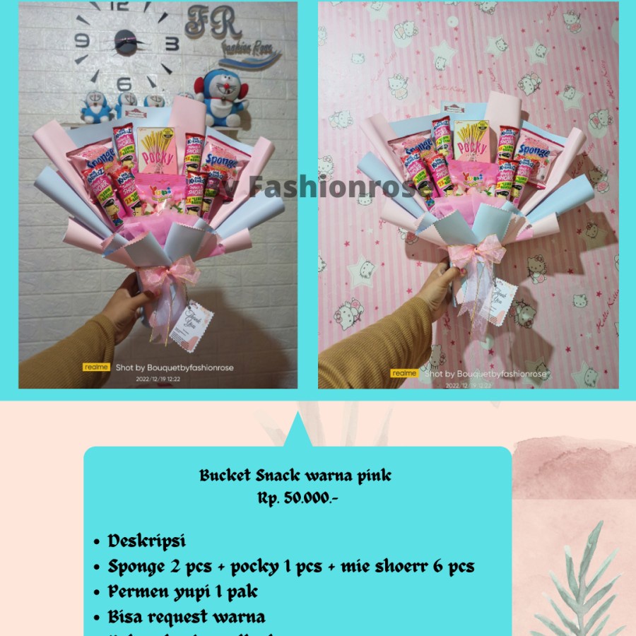 

BUCKET SNACK WARNA PINK BUKET JAJANAN ANAK CEWE KADO ULTAH WISUDA
