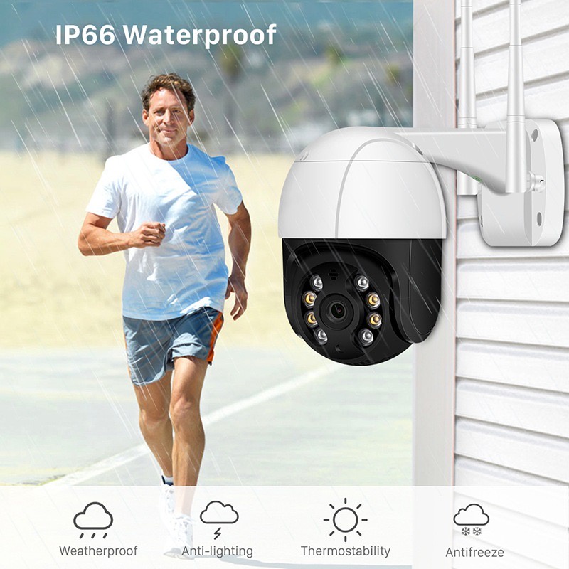 [ Black/White ] IP Camera 8MP outdoor PTZ speed dome app ICSEE Full HD 1080P Lensa.