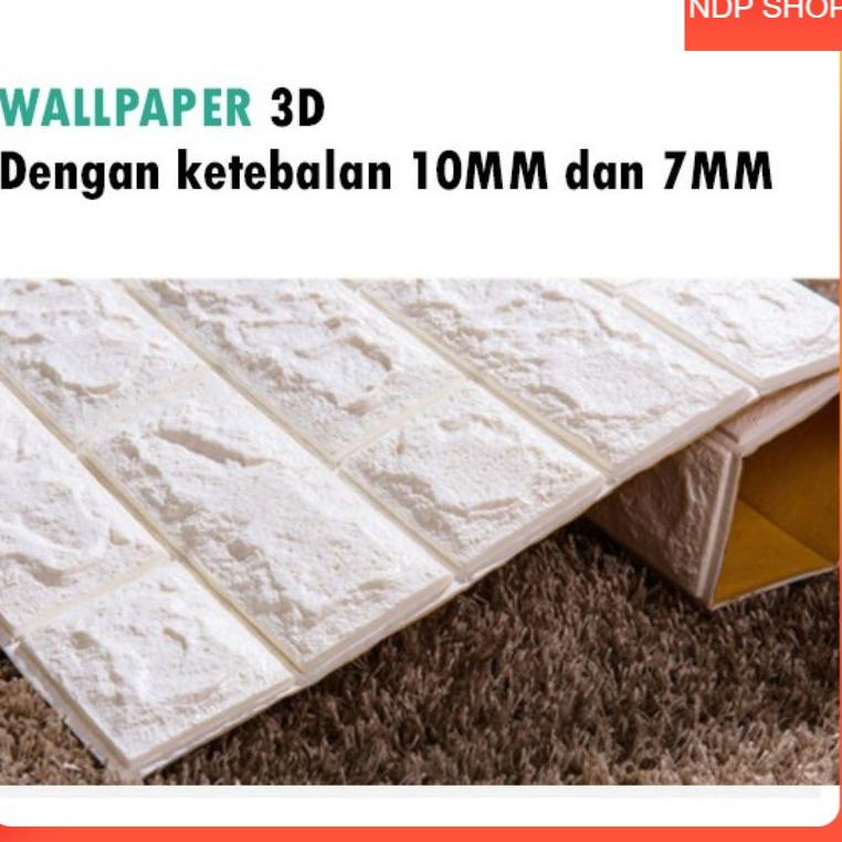 Di⚡kon   NDP Wallpaper Dinding 3D 7mm 10 mm batu bata putih/ wallpaper anti air 3D Foam 77x70cm wall
