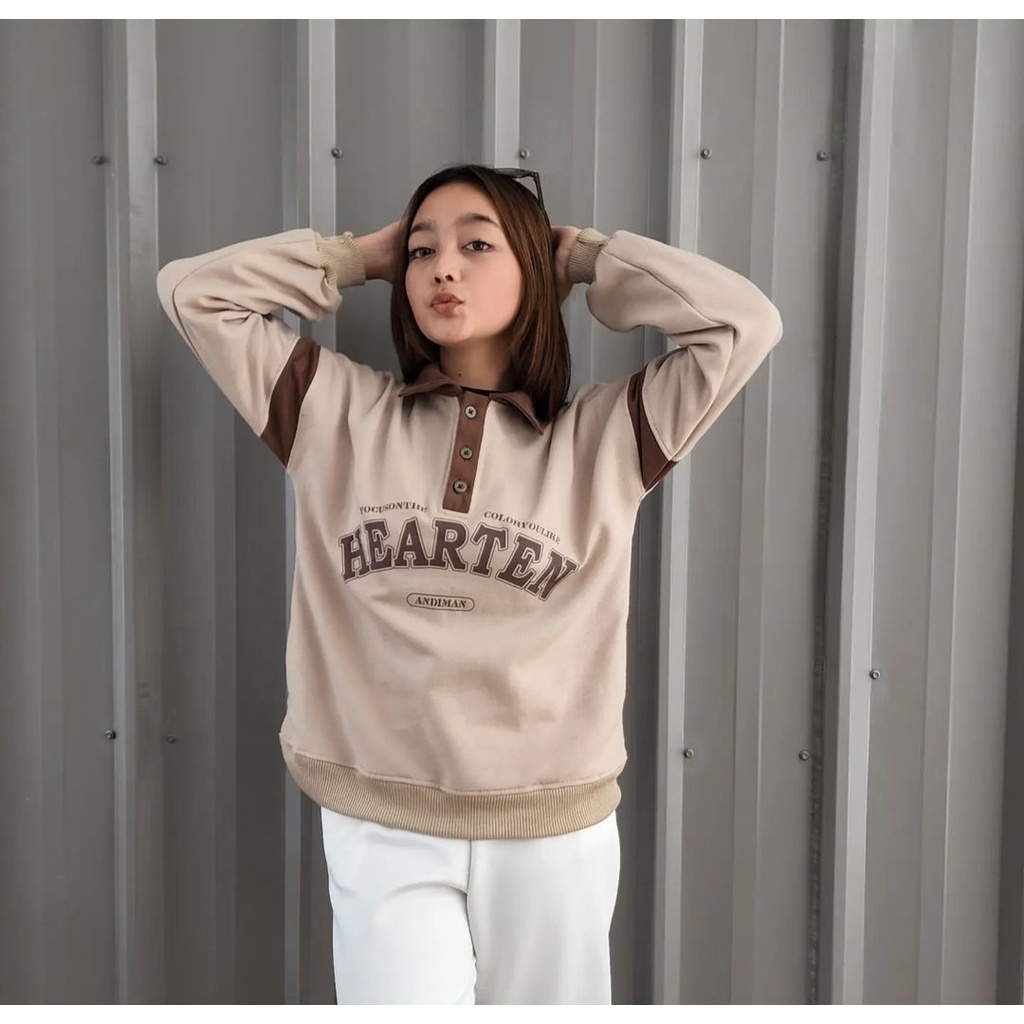 HEARTEN COLAR SWEATER PRIA WANITA MODEL KERAH ATASAN KOREAN FASHION OOTD KASUAL