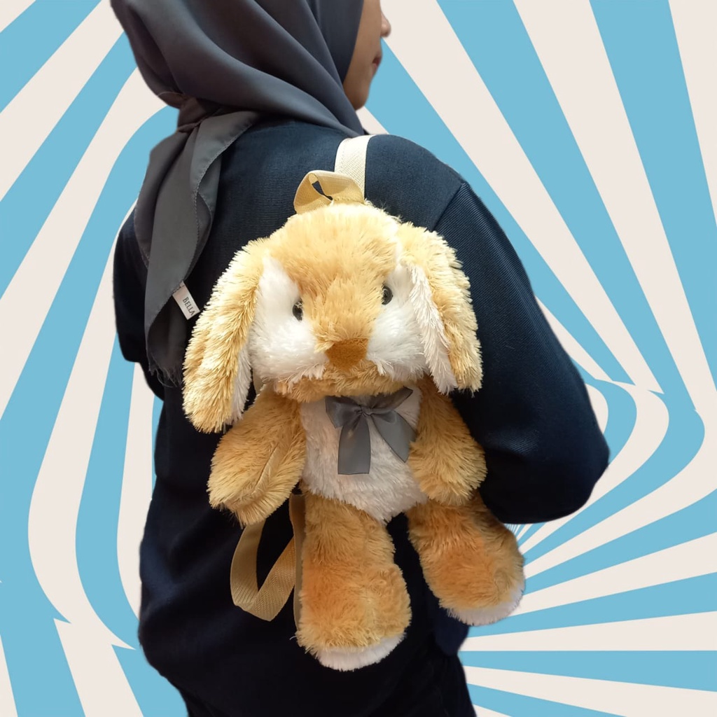 Tas Ransel Anak Boneka Kelinci Pita Lucu Gemoy