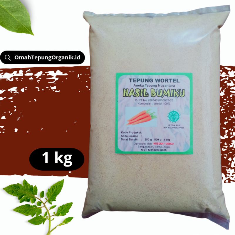 Tepung Wortel Organik kemasan 1 KG/Carrot Powder 1 KG/TEPUNG MPASI Wortel/Carrot Flour 1 KG/Bubuk Wo