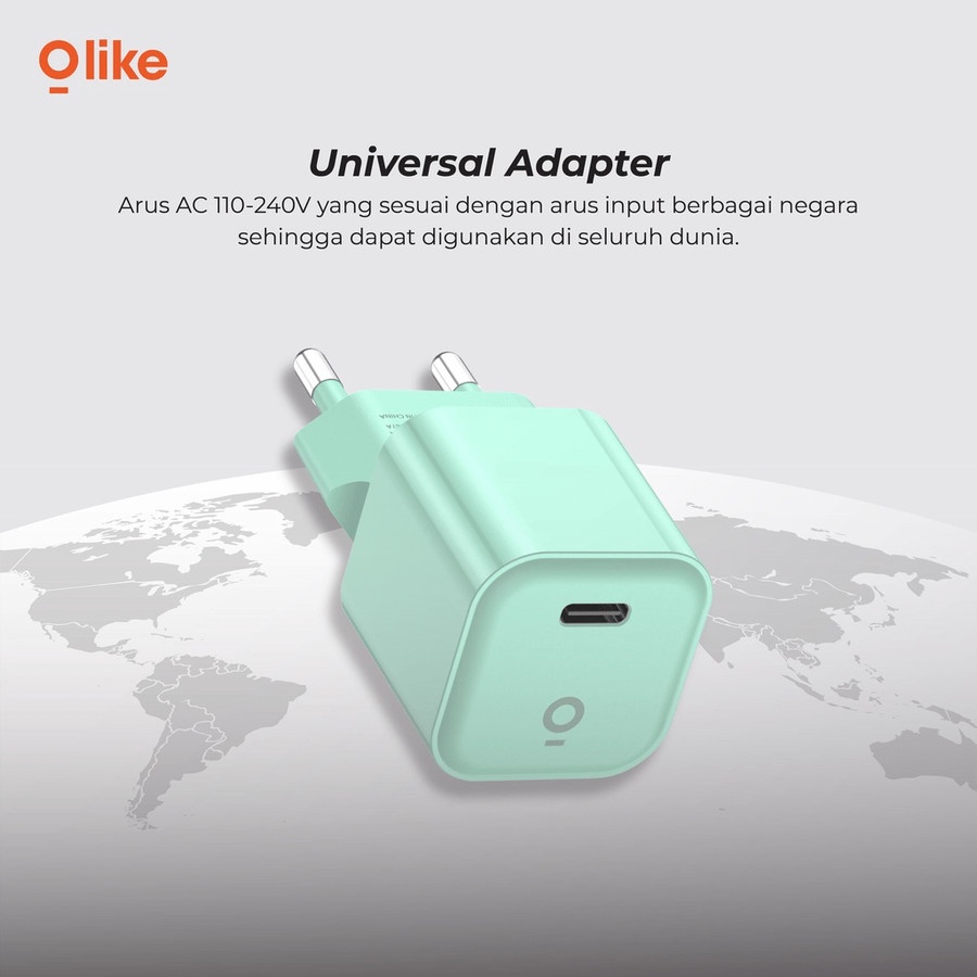 ADAPTOR CHARGER Olike C302 PD Type-C Ultra Compact Quick Charger 20W