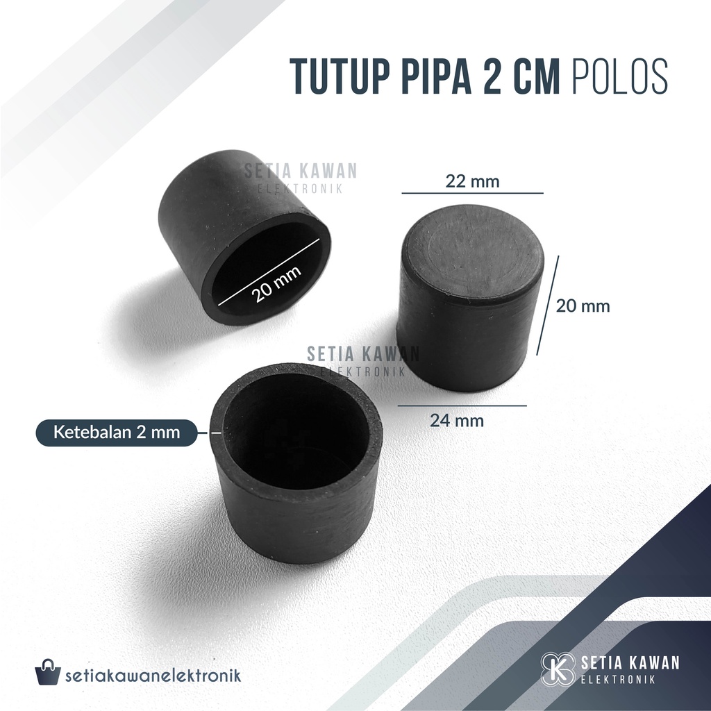 Kaki Karet Tutup Pipa 2 cm Polos Bulat Hitam Alas Kursi dan Meja / Besi / Aluminium (Karet PVC Lentu