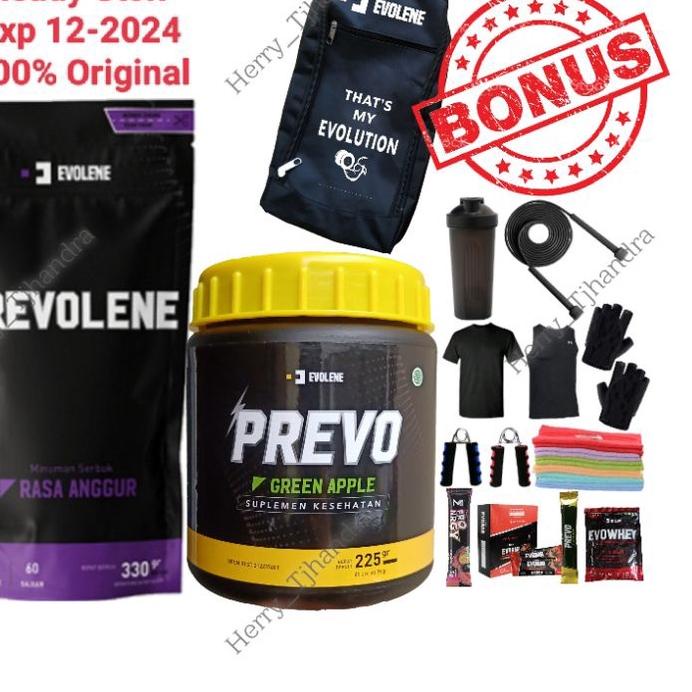 ۝ EVOLENE Crevolene Creatine Evolen | isi 330gr 60 serving |  & HALAL | PREVO PRE WORKOUT isi 45sc ♣