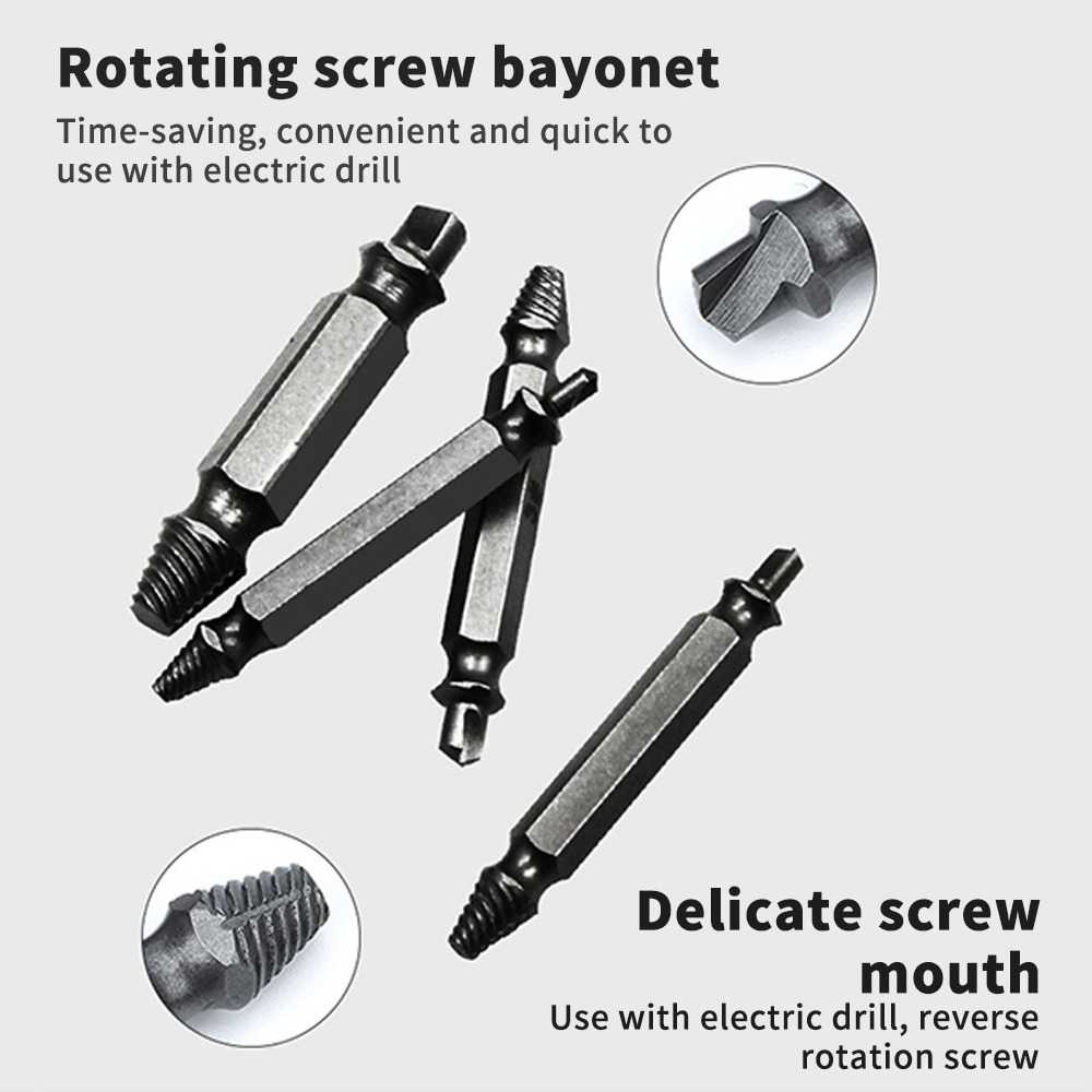 (BISA COD) FTIHSHP DIZAINLIFE Set Mata Bor Extractor Broken Screw Remover 4 PCS - TL105