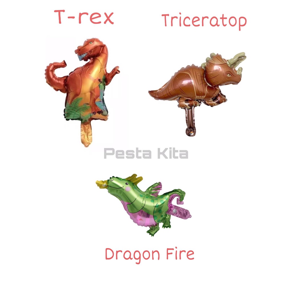 BALON FOIL TIREX / BALON TRICERATOP / BALON NAGA API MINI