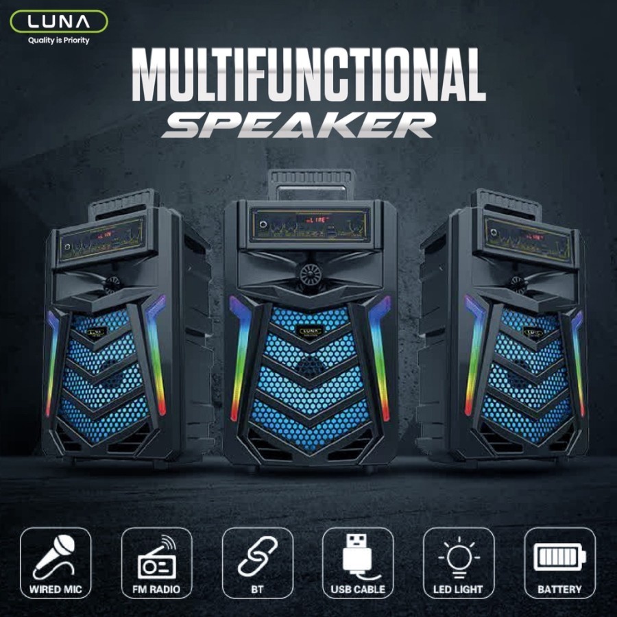 Speaker Portable Bluetooth Luna Corvus TWS Mic Karaoke