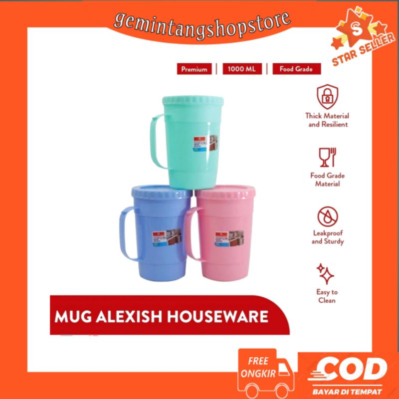 Mug Cangkir Tutup Putar Plastik Alexish Benji