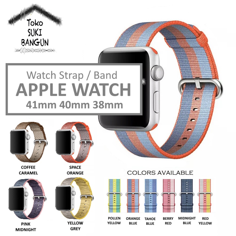 Strap Apple Watch Series 8 7 6 5 4 3 2 1 41mm 40mm 38mm TALI JAM iWatch NEW Model WOVEN Nylon Canvas Strap