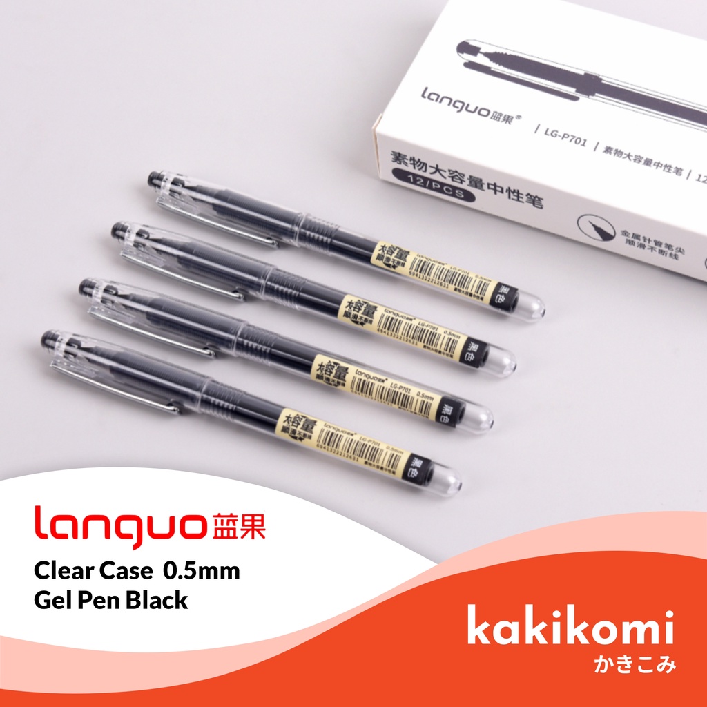 

Pulpen Gel 0.5mm Languo Clear Case Pen Tinta Hitam Pulpen Aesthetic Pulpen Murah