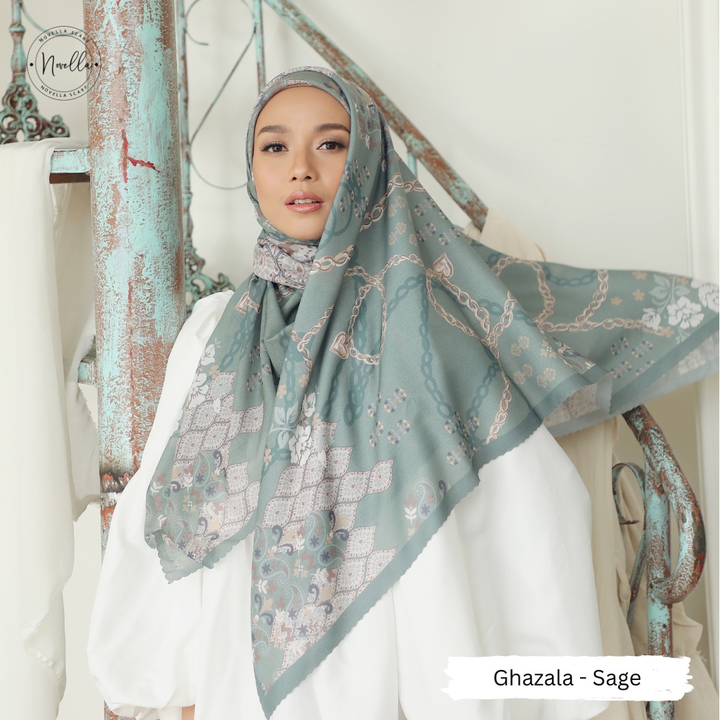 Jual Ghazala Sage Raya Glow Collection By The Novella Scarf