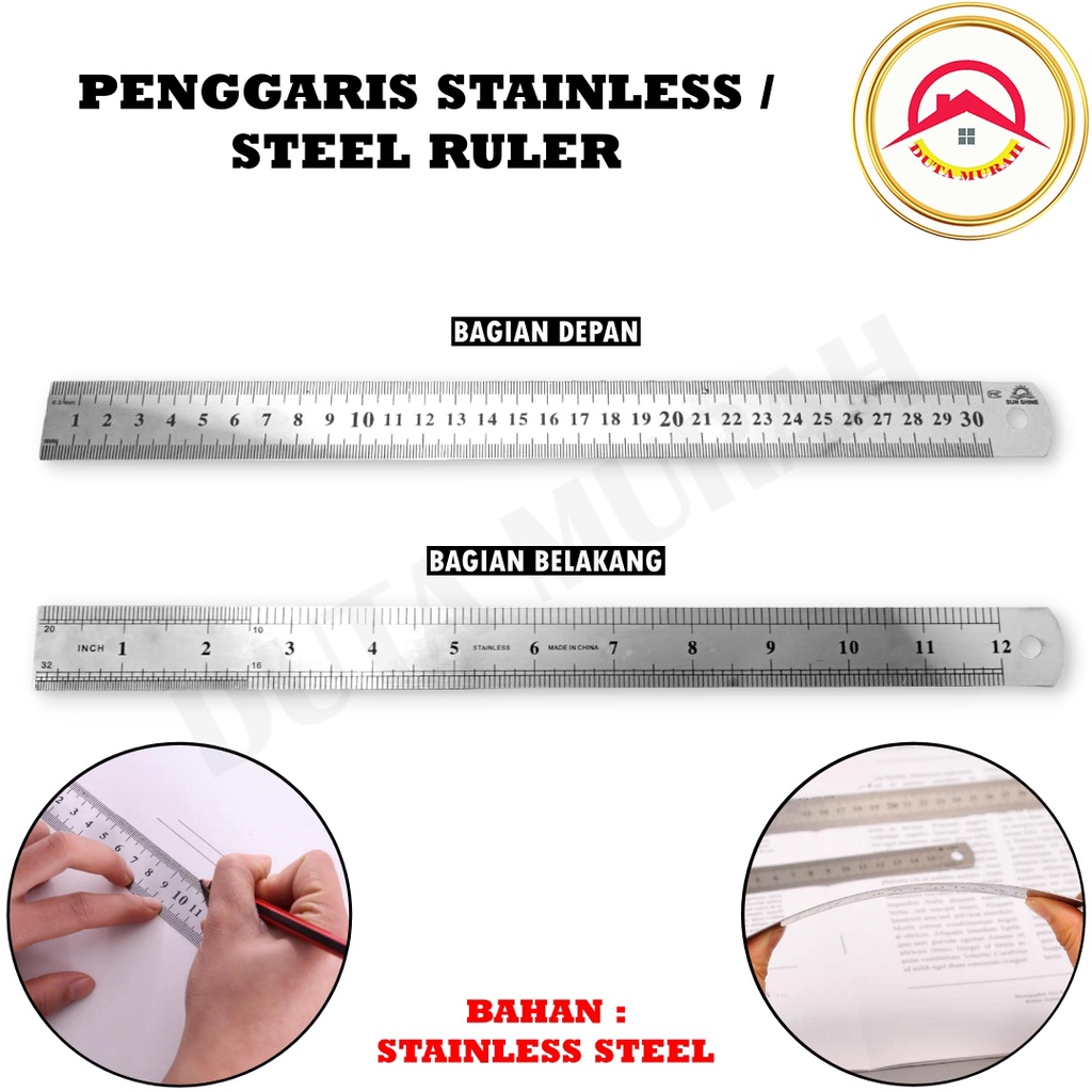 Penggaris Stainless 30 CM Penggaris Tukang