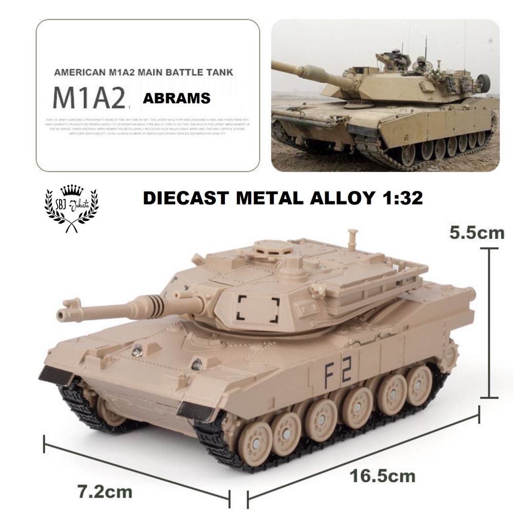 DIECAST MINIATUR TANK SKALA 1:32 M1A2 ABRAMS LEOPARD 2 METAL ALLOY M1 ABRAMS BATTLE TANK