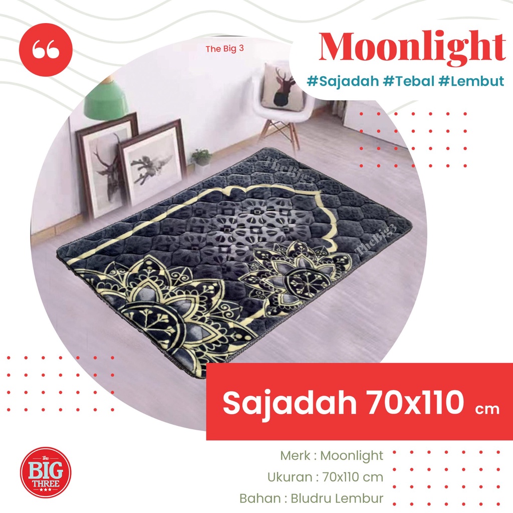 Sajadah Moonlight Ukuran -+ 70x110 cm Motif Warna Abu Coklat Ungu Merah Hijau - SJDH TBT