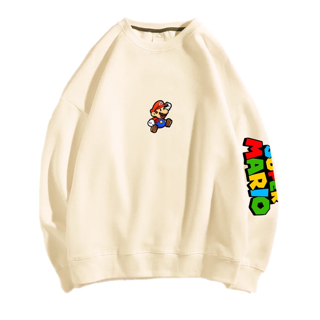 SUPER MARIO HAND  SWEATER CREWNECK PRIA WANITA Size M-XXL