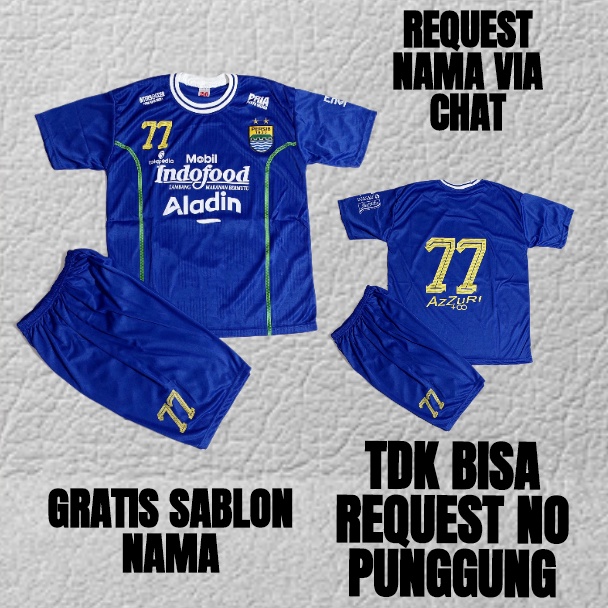 COD SABLON NAMA BAJU BOLA PERSIB HOME/SETELAN BAJU BOLA PERSIB HOME KIDS