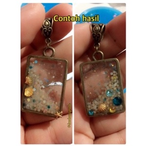 Diamond bezel bingkai resin liontin anting aksesoris perhiasan craft