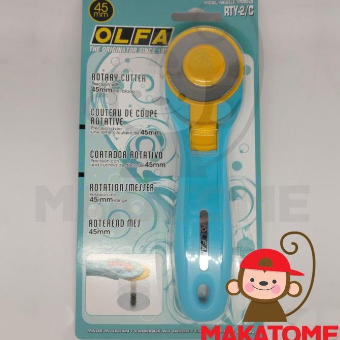 

OLFA RTY-2/C Rotary Cutter 45mm Japan 45 mm potong kain splash aqua