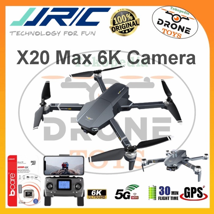 Drone JJRC X20 MAX 6K IMX Camera 3-Axis Gimbal GPS 5G Anti Tabrak