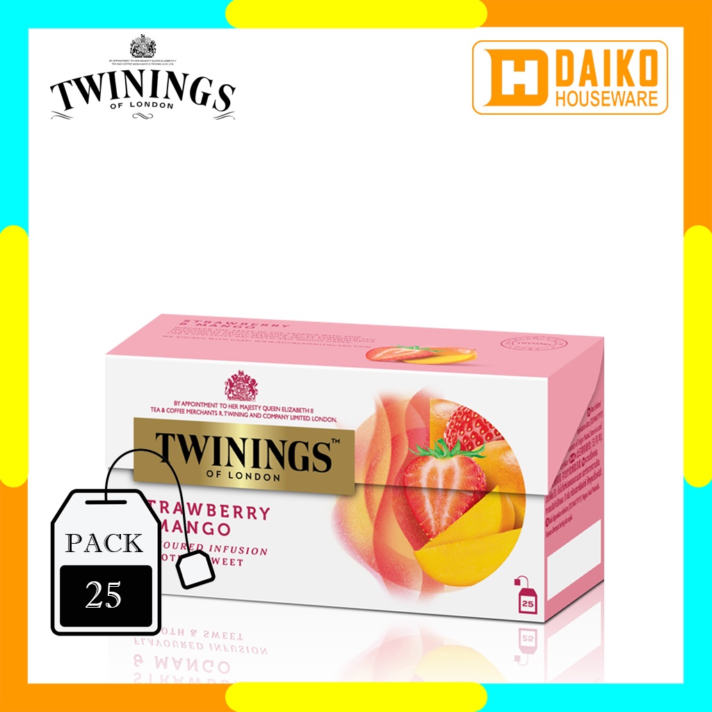 Teh Celup Twinings Strawberry &amp; Mango 25 x 2gr Flavoured Infusion Tea Teh Kantong Rasa Buah Strawberry &amp; Mangga