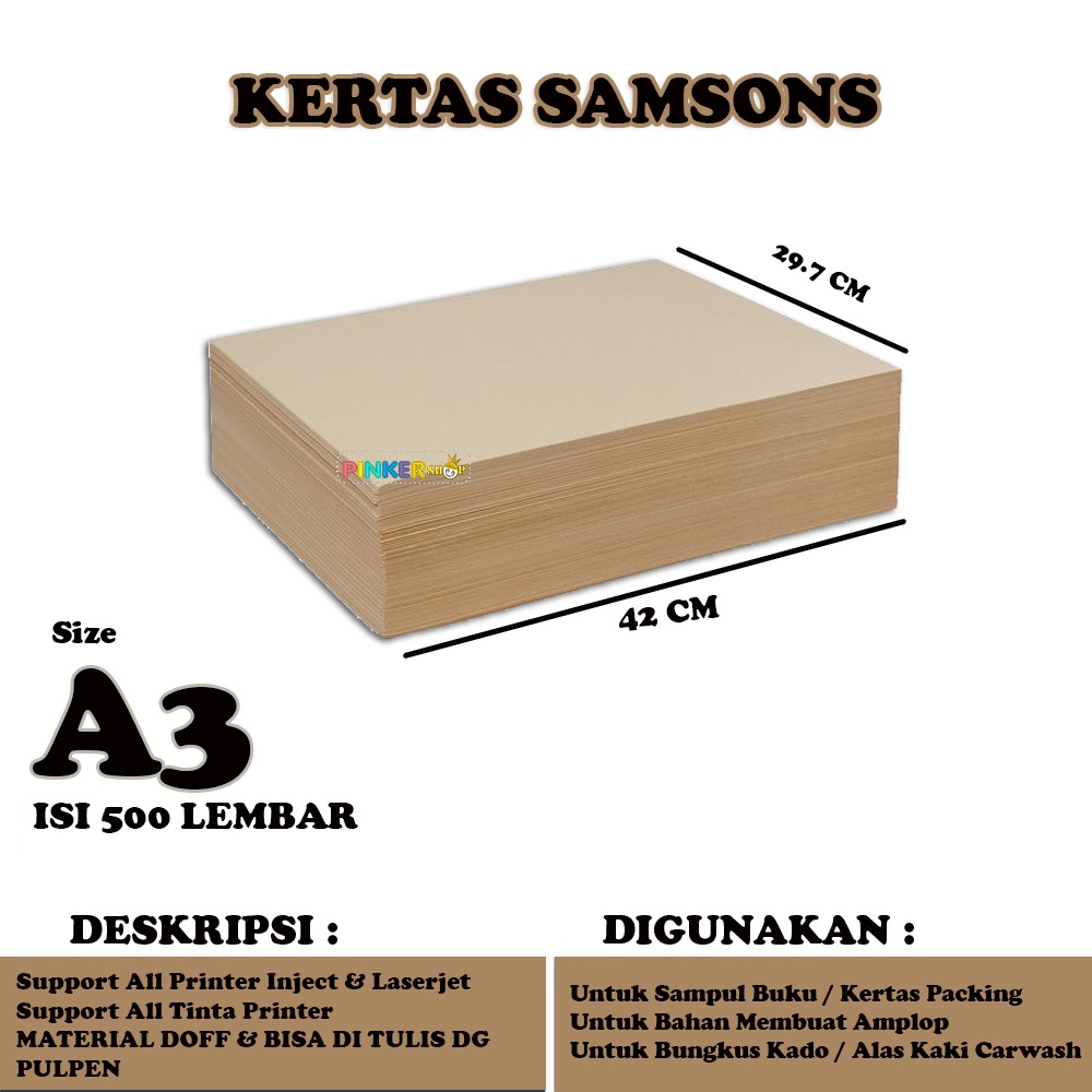

Kertas Coklat A3 Samson isi 500 lembar / Kertas Alas Kaki Cuci Mobil / Kertas Samson A3