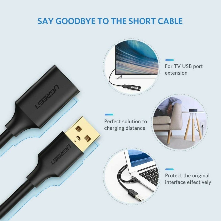 UGREEN Kabel USB 3.0 2.0 Extension Male To Female Round Cable 3m 5m 10m