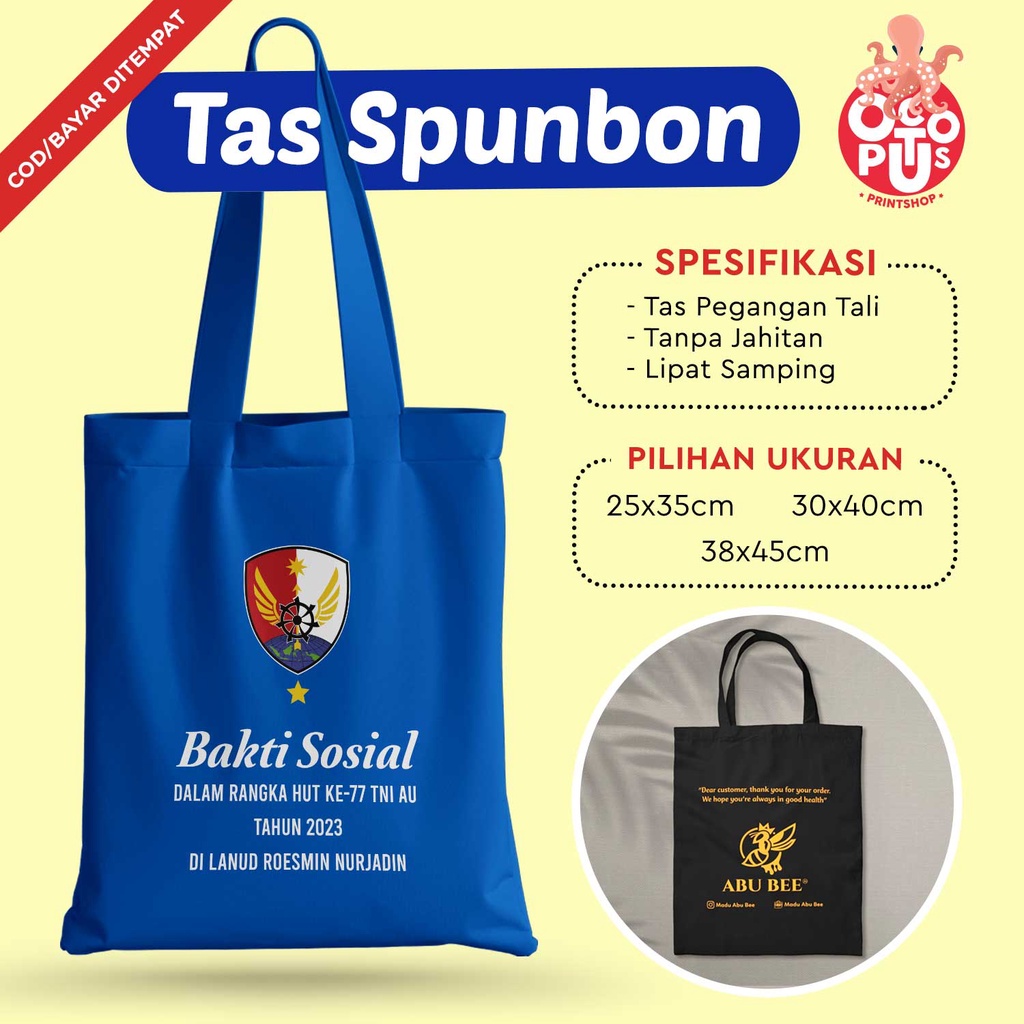 TAS SPUNBON CUSTOM | SABLON TAS SPUNBON | GOODIE BAG | TAS KUE | TAS NASI KOTAK | TAS SOUVENIR | TAS