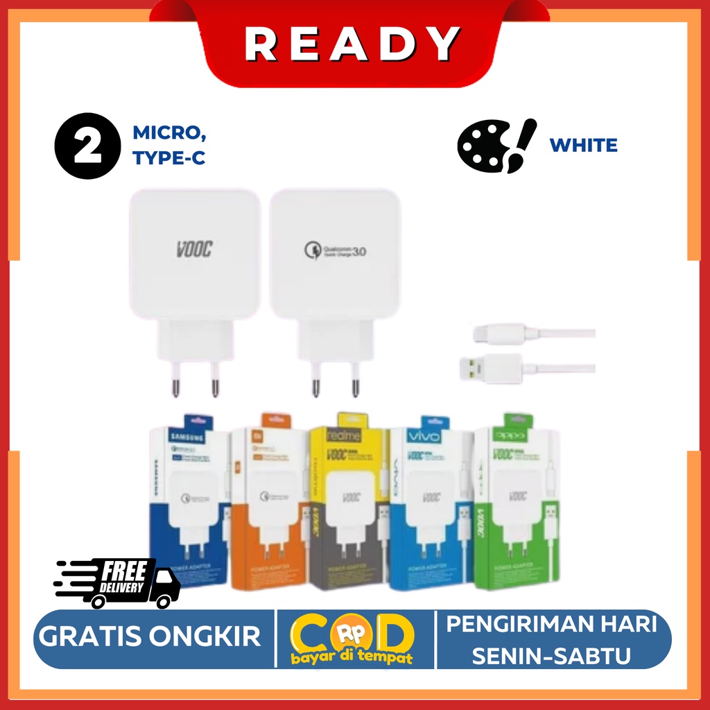 Travel Charger Branded R15 Warna Warni Micro dan Type C Segel FC