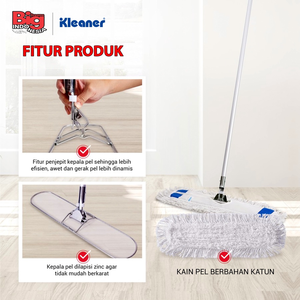 Alat Pel Lobby 60 Cm Floor Lobby Duster Kain Pel Katun Mop Pembersih Lantai Kleaner GSA011