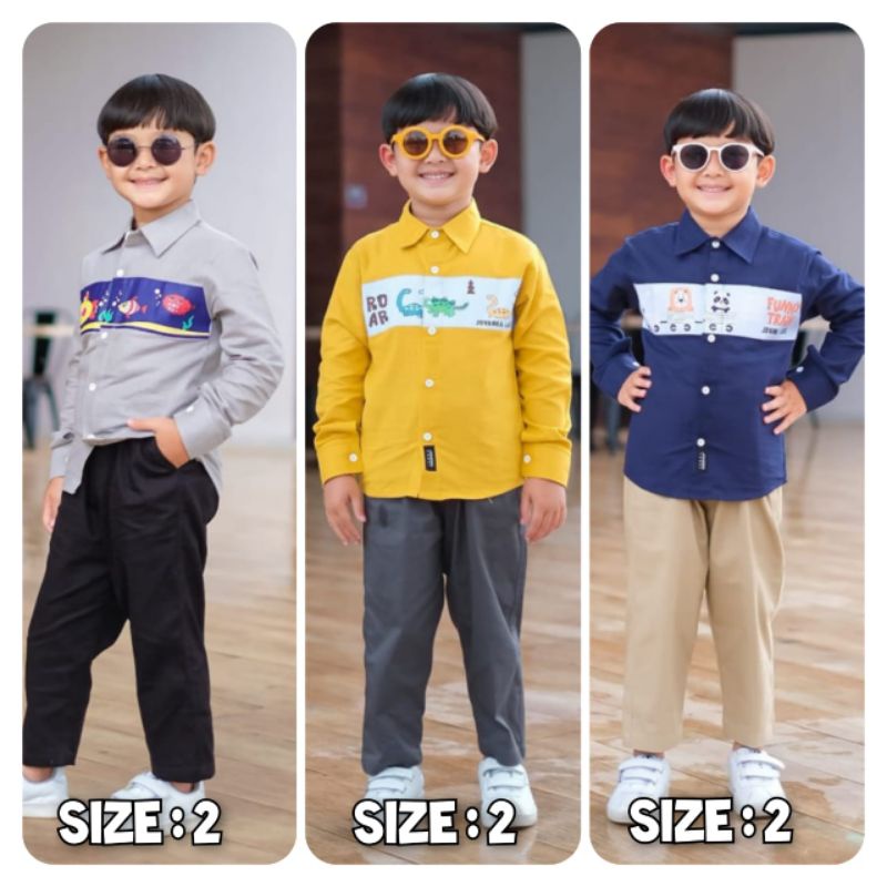 SET KEMEJA CHINOS PANTS JOVANKA LABEL 2/4/6/8/10 TAHUN