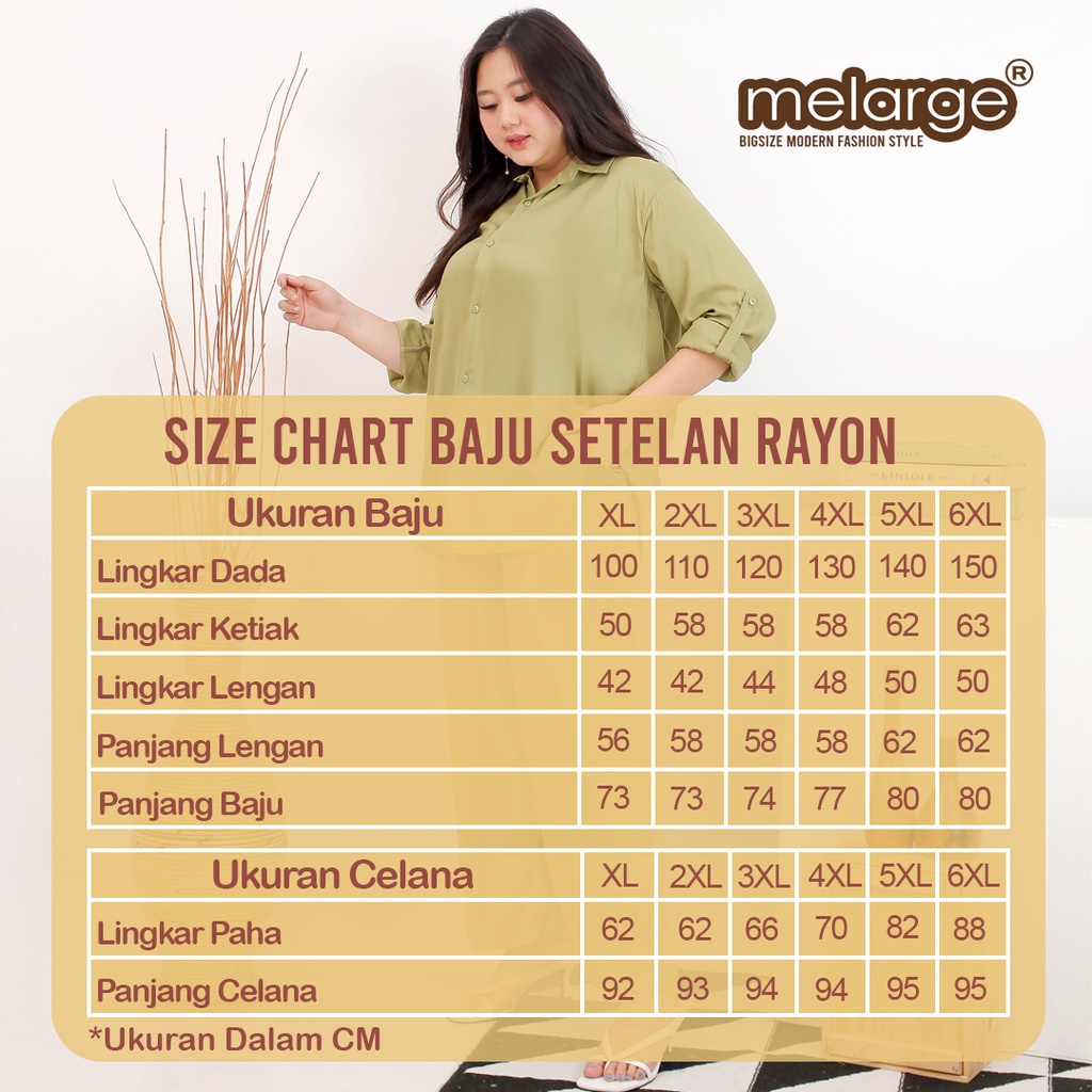 MELARGE - Stelan Katun Rayon Polos Ukuran Jumbo Wanita Bigsize Warna Hitam