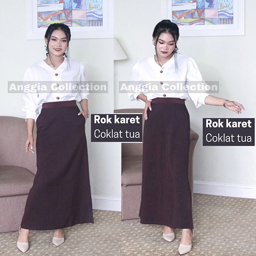 Rok Kerja Model A  Full Karet-Rok Wanita-Rok Kantor-Rok Kuliah-Rok A terbaru