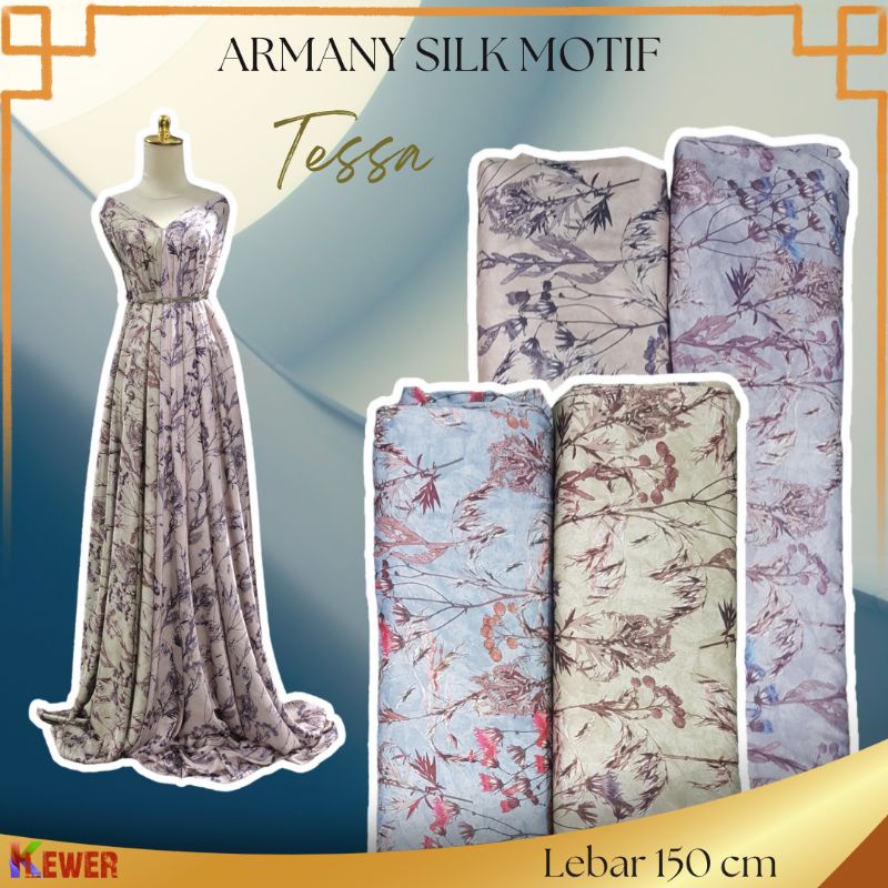 Bahan Kain Armani Silk Motif Tessa kain Armani halus lembut murah meteran